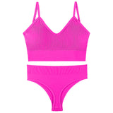 Women's Underwear Small Chest Push-up Thin Wireless Large Size Sports Sling Vest French Triangle Cup Bra Thong Set