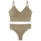 Women's Underwear Small Chest Push-up Thin Wireless Large Size Sports Sling Vest French Triangle Cup Bra Thong Set