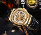 Barrel-shaped Leather Belt, Men's Waterproof Mechanical Watch
