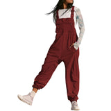 Women’s Cargo Bib Overalls – Tapered Fit Suspender Jumpsuit Casual Workwear