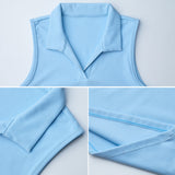 Running Breathable Sleeveless Yoga Vest, Lapel Tennis Workout Top