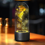Creative 2-in-1 Rose Flowers LED Light, Bluetooth-compatible Speaker Valentine's Day Gift, Rose Luminous Night Light, Ornament in Glass Cover
