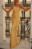 Party Slim-fit Oblique Shoulder Dress for Women