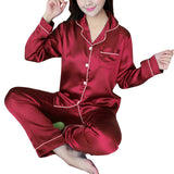 Women's Ice Silk Long Sleeve Home Pajama Set