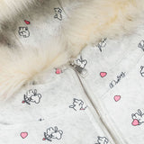 Winter New Cute Full Printed Fur Collar Hood Cotton Jacket