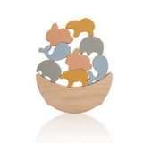 Nordic Style Wooden Animal Stacking Toys, Baby Food Grade Silicone Folding Cradle Accessories