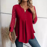 Spring and Summer Mesh Sleeves Button Shirt for Women
