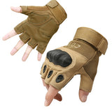 Tactical Half Finger Gloves for Men, Military Army Riding Gym Gloves with Rubber Knuckle Protection