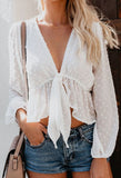 V-neck Lantern Sleeve, Loose Shirt