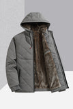 Men's Jacket with Fleece, Thick Cotton, Casual Hooded Stand-up Collar Cardigan