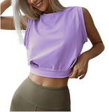 Sexy Navel-exposed Sweatshirt, Summer Loose Sleeveless T-shirt, Running Fitness Yoga Crop Tops, Women's Clothing