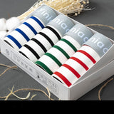 A Box of 4 Pcs, Men's Full Cotton Striped Printed Boxers, Explosion Style Trunks