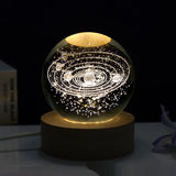 Creative 3D Laser Carved Crystal Ball, Bedroom Small Night Lamp