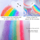 Rainbow Cloud Salt Essential Oil Bathing Ball, Bubble Exfoliating Moisturizing Skin Care Props, Natural Bubble Bath Bombs Ball