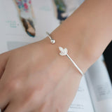 Japanese and Korean Simple 925 Silver Leaf Bracelet