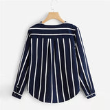 Striped Women's V-neck Long Sleeve Shirt