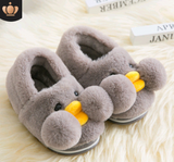 Winter cute cartoon kids cotton shoes for babies, small yellow duck cotton slippers for children