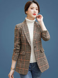 Plaid Women's Waist-slimming Casual Coat