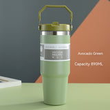Portable Car Cup, Stainless Steel Travel Sports Water Bottle with Handle Cover, Coffee Tumbler Cup