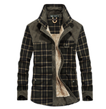 Winter Men's Thicken Warm Fleece Coats, Pure Cotton Plaid Jacket Military Style Fancy Clothing