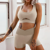 Contrasting Color Stitching Workout Clothes, Outdoor Running Yoga Fitness Set