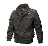 Plus Size Bomber Military Jacket, Men's Autumn Winter Outwear, Casual Cotton Washed Coat, Army Flight Tactical Blazer