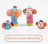 0-12 Months, Soft Animal Rattle, Infant Newborn Plush Sock, Baby Toy Wrist Strap, Baby Foot Socks