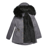 Hooded Warm Jacket with Fur Collar, Loose Cotton Coat