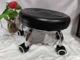 Children's Toddler Step Seat, Leather Small Round Chair with Wheels