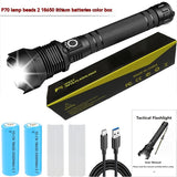 Aluminum Alloy Telescopic Zoom, USB Charging, XHP70 Strong Flashlight