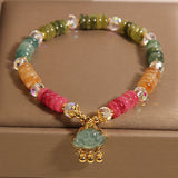 Colorful Tourmaline Jade Xiangyun Crystal Bracelet for Women