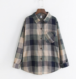 Girls' Cotton Blouses Long Sleeve Plaid Shirt