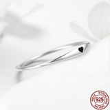 925 Sterling Silver Round Circle Pure Finger Ring, Simple Heart Engraved Jewelry