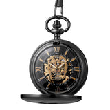 Skull Hollow Flip Retro Mechanical Pocket Watch