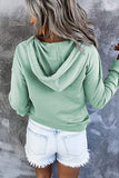 Long-sleeved Hooded Sweatshirt with Pockets, Fashion Casual Button Drawstring Design Hoodie Top, Spring and Autumn Sports Clothing for Women