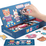 Premium Wooden Magnetic Plane Puzzle – Animal Dress-up Montessori Toy for Children
