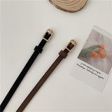 Retro Small Female Black Simple Thin Belt