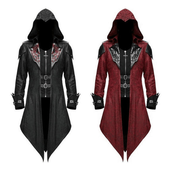 Men's New Medieval Halloween Retro Patchwork Coat