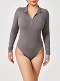 Fashion Long Sleeve Jumpsuit, Seamless Slimming Shapewear for Women's Romper
