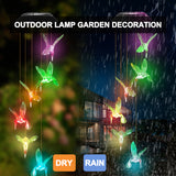 Outdoor Solar Wind Chime Lamp Hummingbird Butterfly Ball Garden Decoration