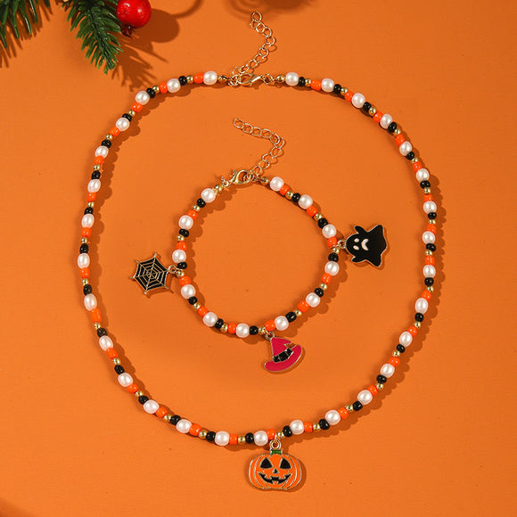 Halloveen Ghost Pumpkin, Horror Bracelet and Necklace, Women's Fashion Jewelry