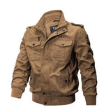 Plus Size Bomber Military Jacket, Men's Autumn Winter Outwear, Casual Cotton Washed Coat, Army Flight Tactical Blazer