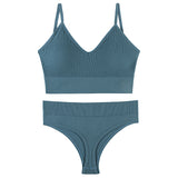 Women's Underwear Small Chest Push-up Thin Wireless Large Size Sports Sling Vest French Triangle Cup Bra Thong Set