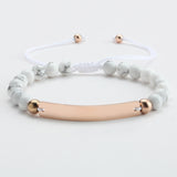 Beaded Adjustable Engraved Bar Bracelet