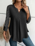 Spring and Summer Mesh Sleeves Button Shirt for Women