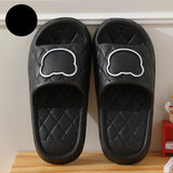 Rhombus Design Bear Slippers, Indoor Non-slip Thick Soles, Bedroom Bathroom Slippers for Women and Men, Cute House Flats