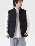 Stand Collar Slim-fit Zipper Cardigan, Casual Winter Thickened Vest Jacket, Cotton Waistcoat