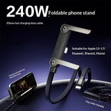 240W Fast Charging Data Cable with Foldable Stand