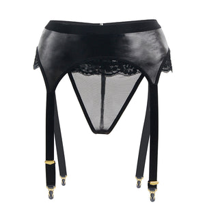European and American, Leather Lace Buttoned Panties