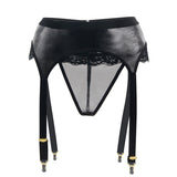 European and American, Leather Lace Buttoned Panties